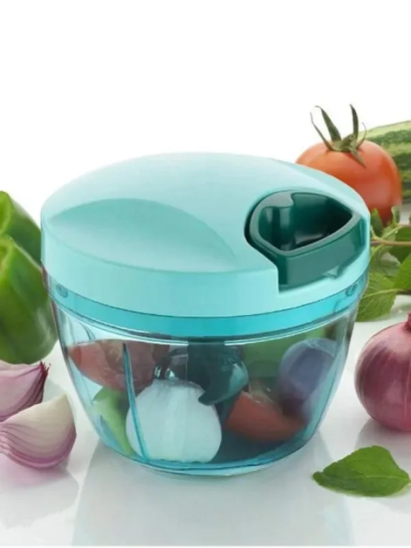 Manual Pull Cord Food Chopper | 3-Blade Mini Handy Kitchen Vegetable Cutter