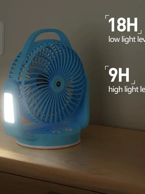 Rechargeable Desktop Fan with Light and Hook-Code 10015